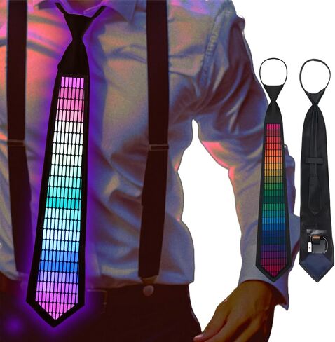 Sound Control Light Up Tie With Follow Music Flash Novelty Shining Ties For Men,Women DJ,Parties,Bars and Mardi Gras in Saudi Arabia