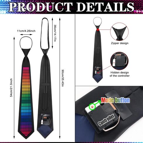 Sound Control Light Up Tie With Follow Music Flash Novelty Shining Ties For Men,Women DJ,Parties,Bars and Mardi Gras in Saudi Arabia