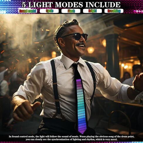 Sound Control Light Up Tie With Follow Music Flash Novelty Shining Ties For Men,Women DJ,Parties,Bars and Mardi Gras in Saudi Arabia
