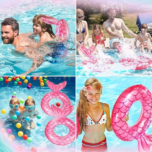 2 حزمة حورية البحر السباحة الدائري، حورية البحر على شكل ذيل حورية البحر السباحة تعويم أنبوب الدائري Floatie، الصيف متعة المياه الشاطئ حزب حمام السباحة لعب للأطفال الأطفال، الأرجواني والوردي in Kuwait
