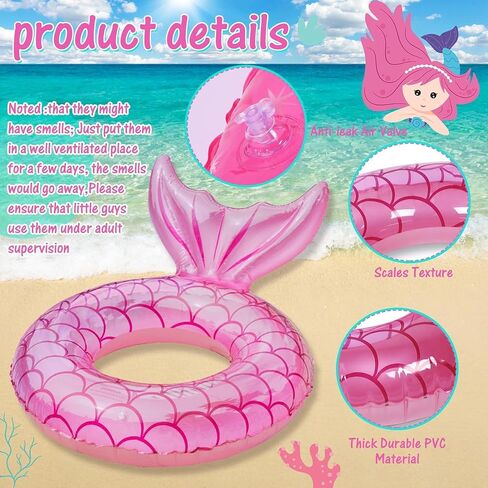 2 حزمة حورية البحر السباحة الدائري، حورية البحر على شكل ذيل حورية البحر السباحة تعويم أنبوب الدائري Floatie، الصيف متعة المياه الشاطئ حزب حمام السباحة لعب للأطفال الأطفال، الأرجواني والوردي in Kuwait