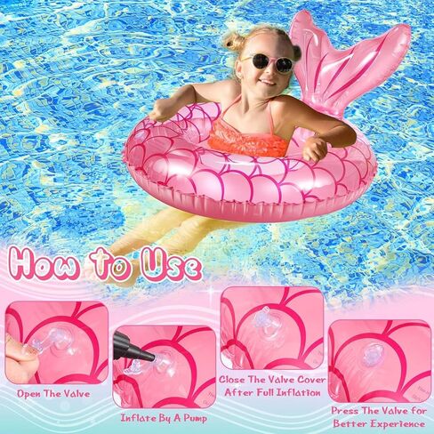 2 حزمة حورية البحر السباحة الدائري، حورية البحر على شكل ذيل حورية البحر السباحة تعويم أنبوب الدائري Floatie، الصيف متعة المياه الشاطئ حزب حمام السباحة لعب للأطفال الأطفال، الأرجواني والوردي in Kuwait