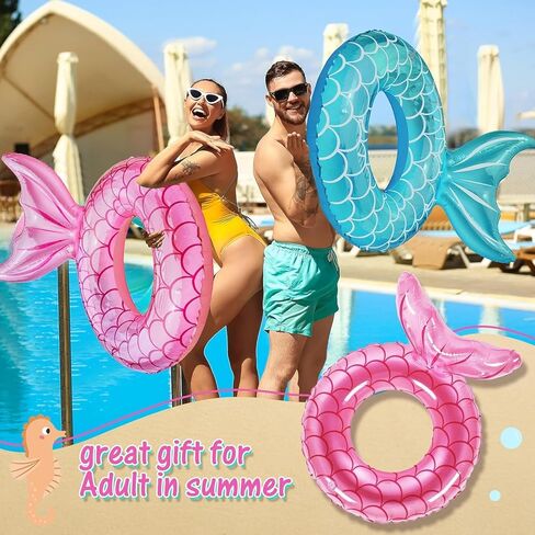 2 حزمة حورية البحر السباحة الدائري، حورية البحر على شكل ذيل حورية البحر السباحة تعويم أنبوب الدائري Floatie، الصيف متعة المياه الشاطئ حزب حمام السباحة لعب للأطفال الأطفال، الأرجواني والوردي in Kuwait
