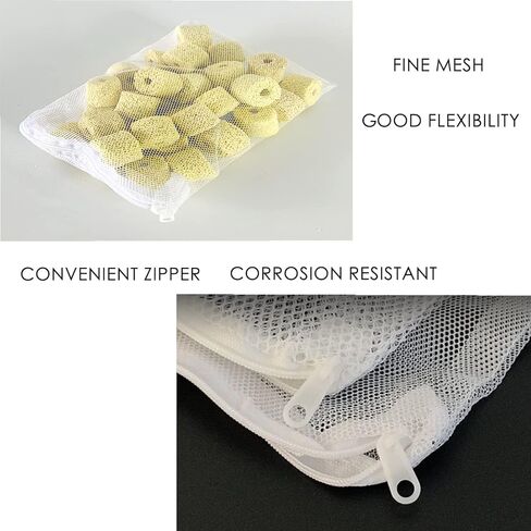 20 قطعة من أكياس وسائط فلتر حوض السمك - أكياس شبكية دقيقة قابلة لإعادة الاستخدام لخزان الأسماك مع سحاب بلاستيكي لحبيبات الكربون، والكرات الحيوية، وحلقات السيراميك، ومزيل الأمونيا (نايلون، 5.9 × 7.9 بوصة، 7.9 × 11.8 بوصة) in Kuwait