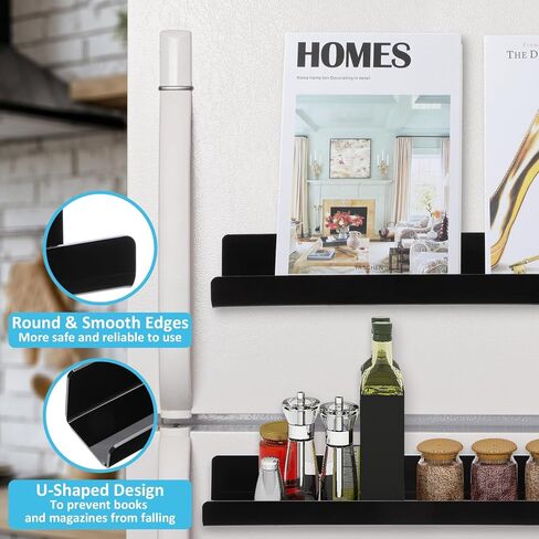 WIOR 2 Pack Magnetic Book Shelf for Whiteboard, 17 Inch Magnetic Floating Book Display Shelves with a Pen Container Heavy Duty Book Holder Refrigerator Organizer for Teacher Classroom Office Kitchen in Kuwait