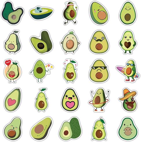 مجموعة ملصقات الأفوكادو، 50 قطعة، ملصقات مقاومة للماء من الفينيل على شكل فاكهة خضراء لطيفة لزجاجة المياه، والكمبيوتر المحمول، والكمبيوتر الشخصي، والحقيبة، والسيارة، والكمبيوتر المحمول، ولوح التزلج، والمجلة، والمراهقين، والفتيات (الأفوكادو) in Kuwait