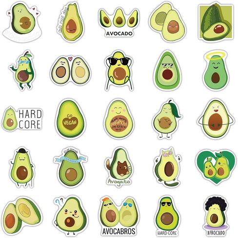 مجموعة ملصقات الأفوكادو، 50 قطعة، ملصقات مقاومة للماء من الفينيل على شكل فاكهة خضراء لطيفة لزجاجة المياه، والكمبيوتر المحمول، والكمبيوتر الشخصي، والحقيبة، والسيارة، والكمبيوتر المحمول، ولوح التزلج، والمجلة، والمراهقين، والفتيات (الأفوكادو) in Kuwait