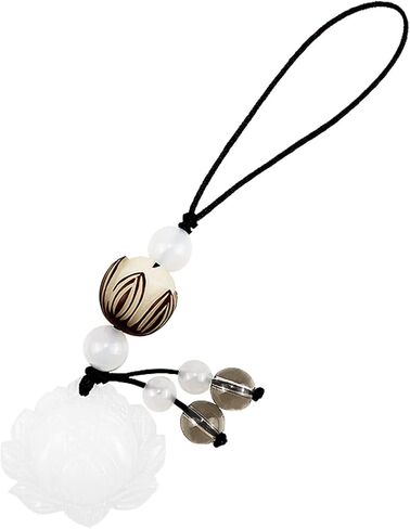 Cell Phone Strap Jade Lotus Flower Charm Beads Cell Phone Strap Hanging Lucky Charm Afghan White Jade Lotus Decoration Portable Hanging Lanyard for Men Women Outdoor Work in Saudi Arabia