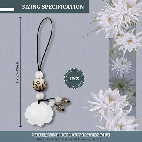 Cell Phone Strap Jade Lotus Flower Charm Beads Cell Phone Strap Hanging Lucky Charm Afghan White Jade Lotus Decoration Portable Hanging Lanyard for Men Women Outdoor Work in Saudi Arabia