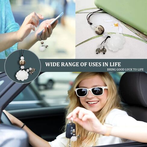 Cell Phone Strap Jade Lotus Flower Charm Beads Cell Phone Strap Hanging Lucky Charm Afghan White Jade Lotus Decoration Portable Hanging Lanyard for Men Women Outdoor Work in Saudi Arabia