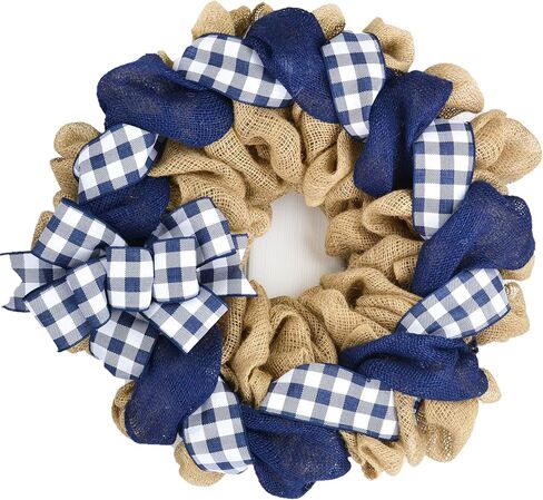 Buffalo Check Burlap Front Door Wreath - Black White Everyday Year Round Decor - Gift for Mom in Saudi Arabia