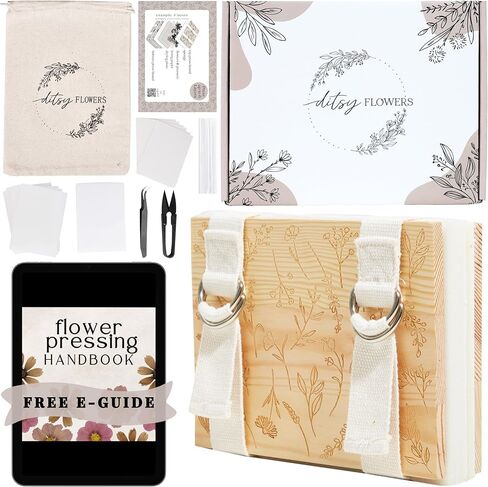 Flower Pressing Kit for Adults, Kids - Hobby Kits for Adults with Travel Muslin Bag – Pressed Flowers for Crafts – Flower Drying Kit Gift - 5.9 x 8.2" Bouquet Preservation Kit in Kuwait