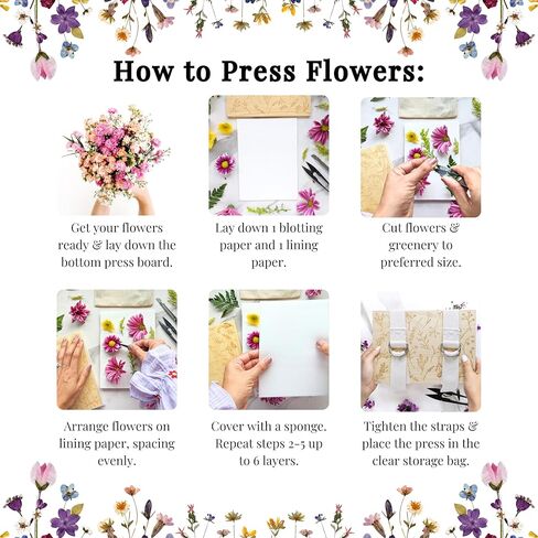 Flower Pressing Kit for Adults, Kids - Hobby Kits for Adults with Travel Muslin Bag – Pressed Flowers for Crafts – Flower Drying Kit Gift - 5.9 x 8.2" Bouquet Preservation Kit in Kuwait