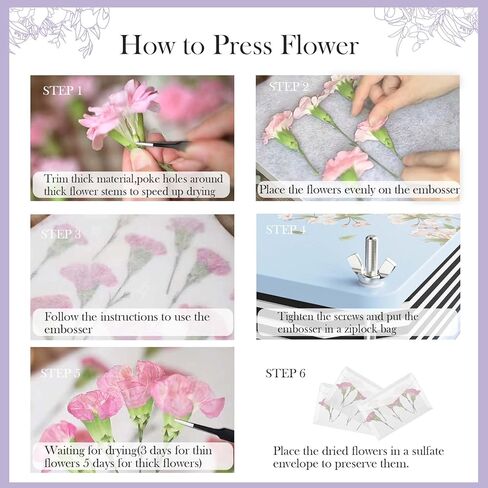 TOVIDO Flower Pressing kit for Adults - 10x10 Inch 6-Ply Wooden Flower Press Kit,3-5 Day Quick Drying Flowers, DIY Arts & Crafts Kit for Plant Lovers (Blue L) in Kuwait