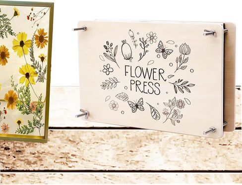 MIDZH Extra Large Flower Press, 10.8" x 10.8" 4 Layers Wooden Flower Pressing Kit, DIY Pressed Flower Preservation Kit,Flower Pressing Kit for Adults，DIY Arts and Crafts for Adults. in Saudi Arabia