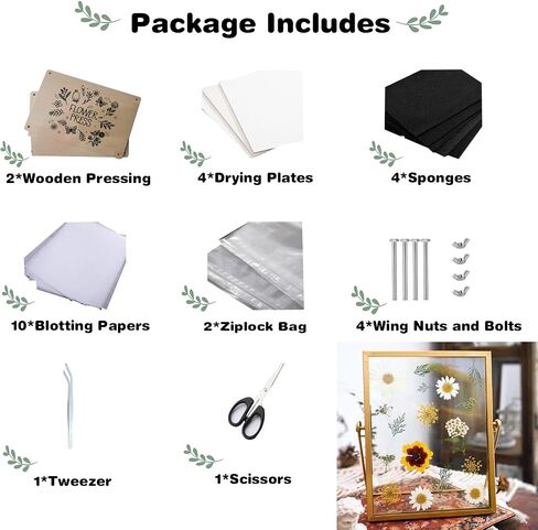 MIDZH Extra Large Flower Press, 10.8" x 10.8" 4 Layers Wooden Flower Pressing Kit, DIY Pressed Flower Preservation Kit,Flower Pressing Kit for Adults，DIY Arts and Crafts for Adults. in Saudi Arabia