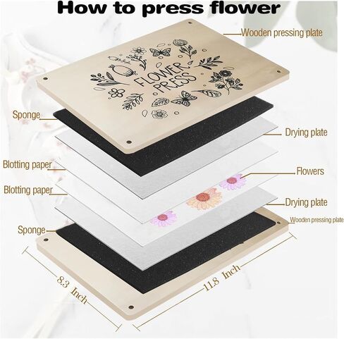 MIDZH Extra Large Flower Press, 10.8" x 10.8" 4 Layers Wooden Flower Pressing Kit, DIY Pressed Flower Preservation Kit,Flower Pressing Kit for Adults，DIY Arts and Crafts for Adults. in Saudi Arabia