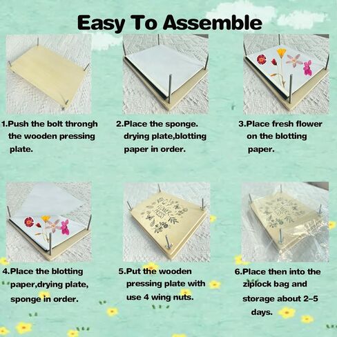 MIDZH Extra Large Flower Press, 10.8" x 10.8" 4 Layers Wooden Flower Pressing Kit, DIY Pressed Flower Preservation Kit,Flower Pressing Kit for Adults，DIY Arts and Crafts for Adults. in Saudi Arabia