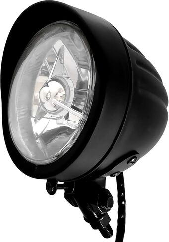 FATECIM 4.5" Motorcycle Headlights with Visor Bullet 4 1/2 inch Head Light Lamp Universal for Harley Sportster XL Dyna Softail Bobber Chrome in Kuwait
