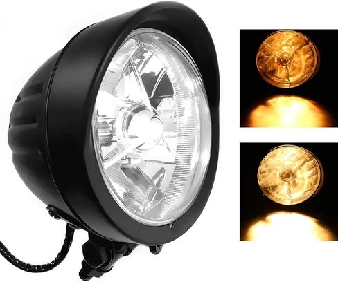 FATECIM 4.5" Motorcycle Headlights with Visor Bullet 4 1/2 inch Head Light Lamp Universal for Harley Sportster XL Dyna Softail Bobber Chrome in Kuwait
