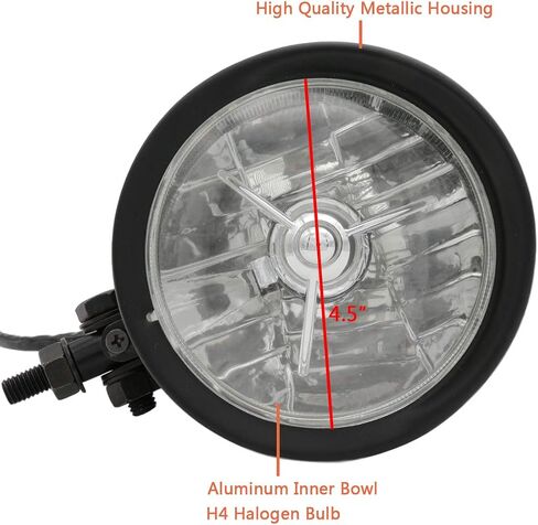 FATECIM 4.5" Motorcycle Headlights with Visor Bullet 4 1/2 inch Head Light Lamp Universal for Harley Sportster XL Dyna Softail Bobber Chrome in Kuwait