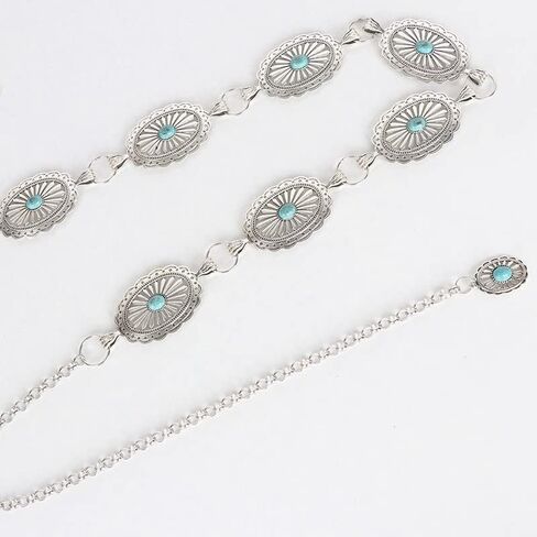 Metal Chain Belt for Women Waist Chain for Dresses Jeans Western Belt Cowgirl Concho Belt in Saudi Arabia