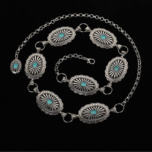 Metal Chain Belt for Women Waist Chain for Dresses Jeans Western Belt Cowgirl Concho Belt in Saudi Arabia
