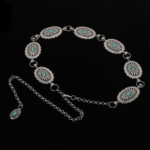 Metal Chain Belt for Women Waist Chain for Dresses Jeans Western Belt Cowgirl Concho Belt in Saudi Arabia