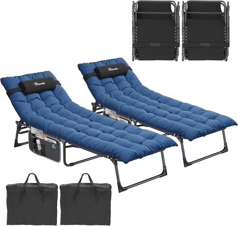 YITAHOME 2PCS XL Camping Cots 4+2 سرير محمول مع مرتبة في الهواء الطلق سرير قابل للطي شديد التحمل بسعة 330 رطل 600D أكسفورد مع حقيبة حمل وسادة قابلة للإزالة سرير سفر للتخييم، المنزل، المكتب، السفر، رمادي in Saudi Arabia