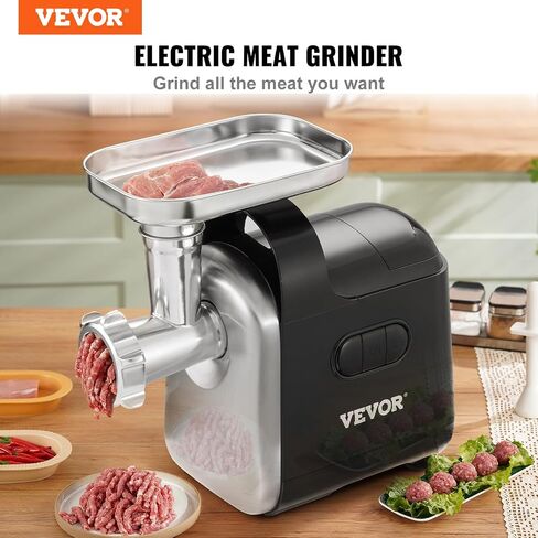 VEVOR Electric Meat Grinder, 6.6 Lb/Min, 550W Industrial Meat Mincer with 2 Blade, 3 Grinding Plates, Sausage Maker & Kubbe Kit ABS + Stainless Steel Commercial Meat Grinder, ETL Listed in Saudi Arabia