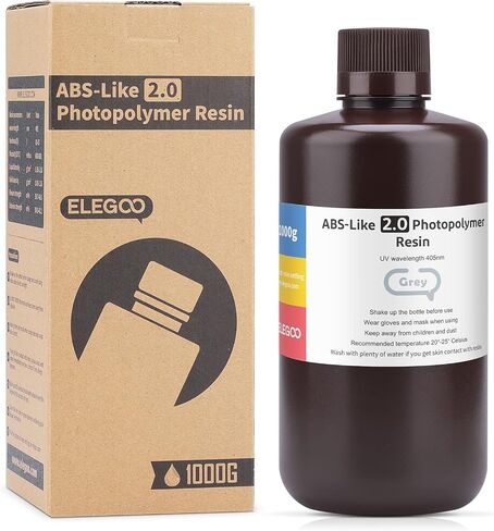 ELEGOO ABS-Like الراتنج 2.0 فوتوبوليمر راتنج معالجة بالأشعة فوق البنفسجية 40nm ABS راتنج ثلاثي الأبعاد لطابعة LCD ثلاثية الأبعاد رمادي 1000G in Kuwait