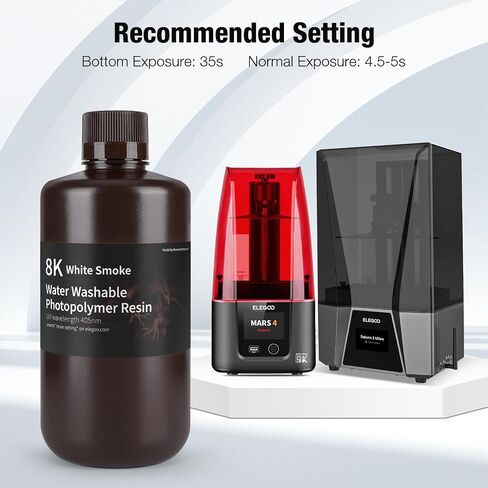 ELEGOO 8K Water Washable Resin, 405nm Rapid UV Curing Photopolymer Resin for Saturn 2, Saturn 3, Mars 4, LCD 3D Printer, Space Grey 1000G in Kuwait