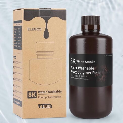 ELEGOO 8K Water Washable Resin, 405nm Rapid UV Curing Photopolymer Resin for Saturn 2, Saturn 3, Mars 4, LCD 3D Printer, Space Grey 1000G in Kuwait