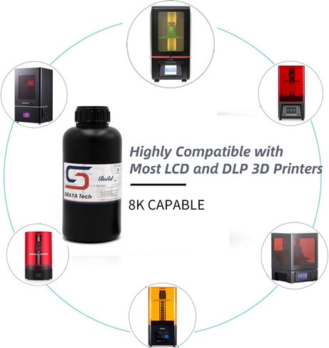 Siraya Tech Build 3D Printer Resin - High Precision Engineering Resin, Non-Brittle, Tappable, Low Warp & Shrink, for Detailed Models & Functional Parts and 8K LCD 3D Printers (Sonic Grey, 1kg) in Kuwait