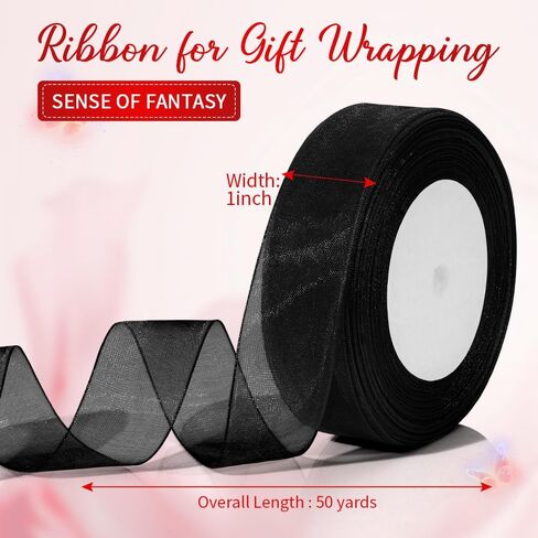 Pink Ribbon for Flower Bouquet 1 Inch 50 Yards Sheer Mothers Day Gift Basket Ribbon Tulle Ribbon for Gift Wrapping Ribbons for Crafts Ribbon for Hair Thin Ribbon for Wedding Decorations Party in Saudi Arabia