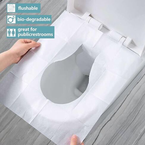 غطاء مرحاض ورقي للاستعمال مرة واحدة (مجموعة مكونة من 60 قطعة) مناسب للأطفال والبالغين المسافرين أو الفنادق والمراحيض العامة، إلخ.) غطاء مقعد مرحاض قابل للتصرف للاستعمال مرة واحدة، سهل الحمل in Kuwait