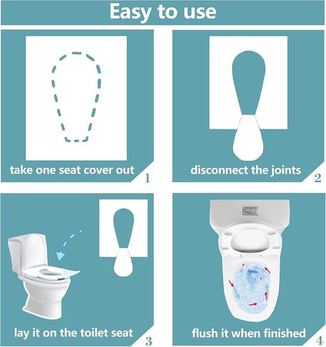 غطاء مرحاض ورقي للاستعمال مرة واحدة (مجموعة مكونة من 60 قطعة) مناسب للأطفال والبالغين المسافرين أو الفنادق والمراحيض العامة، إلخ.) غطاء مقعد مرحاض قابل للتصرف للاستعمال مرة واحدة، سهل الحمل in Kuwait