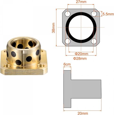 uxcell Sleeve Bearings 20mm Bore 28mm OD 20mm Length Square Flanged Wrapped Oilless Bushings in Saudi Arabia