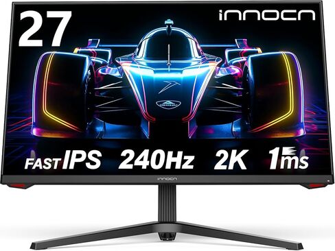 شاشة INNOCN 27G1S Plus مقاس 27 بوصة للألعاب 240 هرتز 1440 بكسل 2K QHD G-Sync متوافقة مع شاشة الكمبيوتر المكتبي IPS السريعة للكمبيوتر المكتبي 1 مللي ثانية DisplayPort HDMI 2.1 حامل قابل للتعديل الارتفاع، قابل للتركيب - أسود in Kuwait