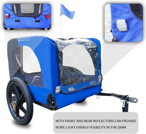 Bike Pet Trailer, for Small & Large Dogs, Folding Frame Pets Carrier for Camping, Universal Bicycle Coupler, Quick Release Wheels, Adjustable in Saudi Arabia