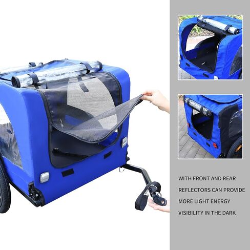 Bike Pet Trailer, for Small & Large Dogs, Folding Frame Pets Carrier for Camping, Universal Bicycle Coupler, Quick Release Wheels, Adjustable in Saudi Arabia