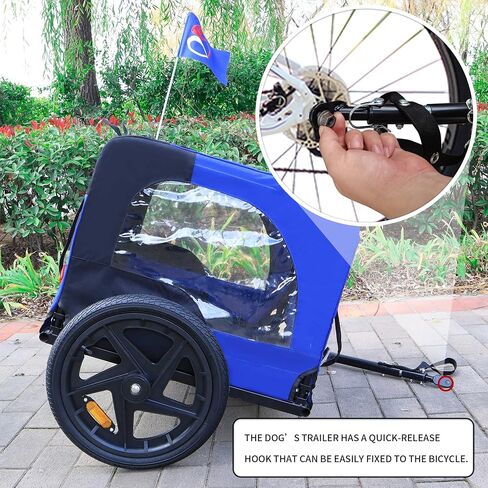 Bike Pet Trailer, for Small & Large Dogs, Folding Frame Pets Carrier for Camping, Universal Bicycle Coupler, Quick Release Wheels, Adjustable in Saudi Arabia