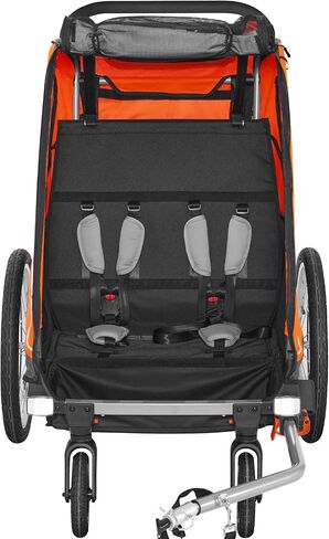 VEVOR Bike Trailer for Toddlers, Kids, 2 Seat, Supports up to 100/110 lbs, 2-in-1 Canopy Carrier Converts to Stroller, Tow Behind Foldable Child Bicycle Trailer with Universal Bicycle Coupler in Saudi Arabia