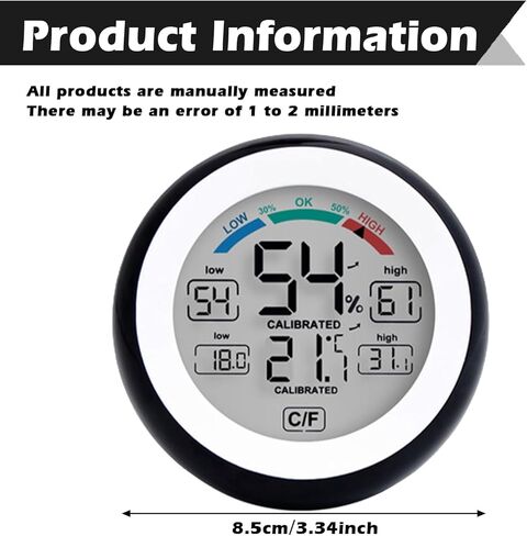 Reptile Terrarium Thermometer Hygrometer, Reptile Thermometer and Humidity Gauge with Touch Screen & Suction Cup, High-Accuracy Digial Display Humidity Gauge for Aquarium Tank and Pet Rearing Box in Kuwait