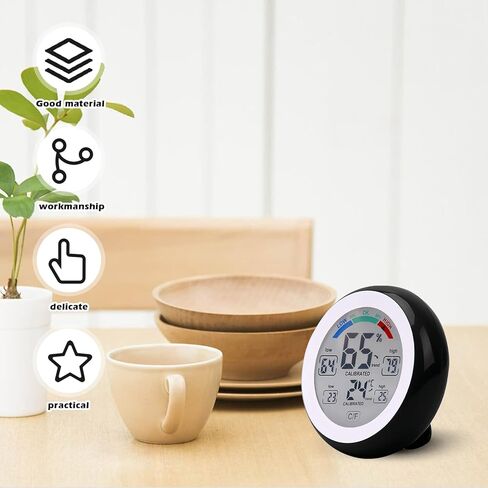 Reptile Terrarium Thermometer Hygrometer, Reptile Thermometer and Humidity Gauge with Touch Screen & Suction Cup, High-Accuracy Digial Display Humidity Gauge for Aquarium Tank and Pet Rearing Box in Kuwait