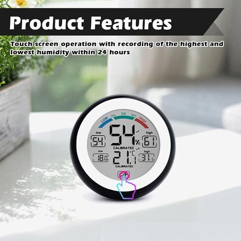 Reptile Terrarium Thermometer Hygrometer, Reptile Thermometer and Humidity Gauge with Touch Screen & Suction Cup, High-Accuracy Digial Display Humidity Gauge for Aquarium Tank and Pet Rearing Box in Kuwait