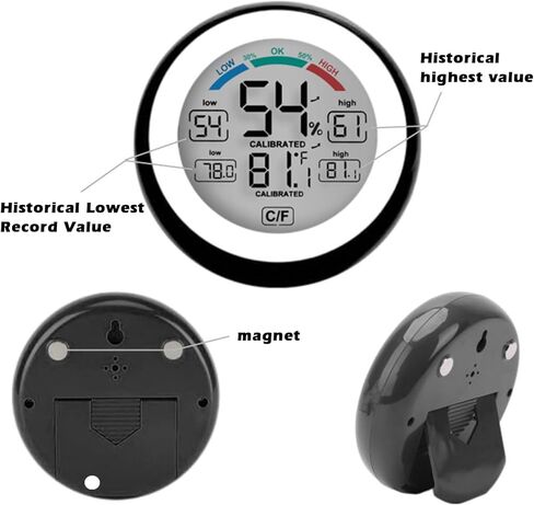 Reptile Terrarium Thermometer Hygrometer, Reptile Thermometer and Humidity Gauge with Touch Screen & Suction Cup, High-Accuracy Digial Display Humidity Gauge for Aquarium Tank and Pet Rearing Box in Kuwait