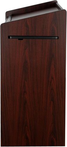 Mobile Floor Lectern with Side Shelf and Keyboard Tray, Mahogany & On-Stage TM08B Microphone Flange Mount, Black in Saudi Arabia