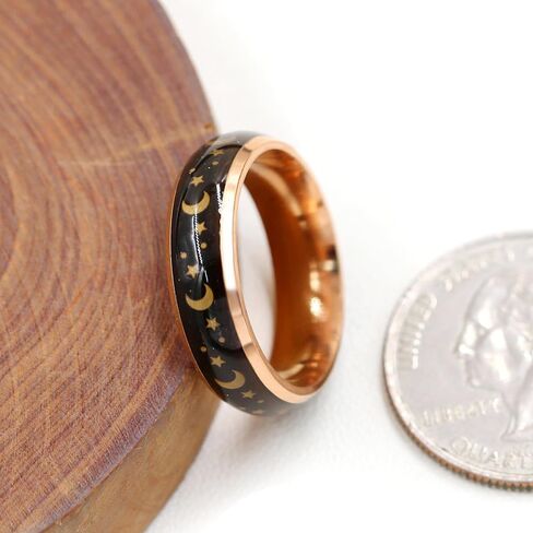 Uloveido 6MM Stainless Steel Band Comfort Fit Temprature Sensitive Color Changing Mood Rings Rainbow Tone in Saudi Arabia