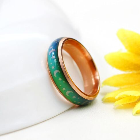 Uloveido 6MM Stainless Steel Band Comfort Fit Temprature Sensitive Color Changing Mood Rings Rainbow Tone in Saudi Arabia